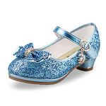 Girls Sequin Shoes Princess High Heel Shoes Kids Party Pumps Size 12.5 Little Kid,Blue