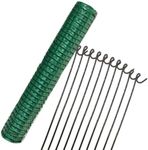 Suregreen Barrier Fencing Mesh + 10 Steel Fencing Pins | 1m x 50m | Green | 80g/m² | 4kg | Extra Light Duty, High Density, Reusable, Recycled Plastic, Temporary Barrier Fencing