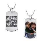 LeCalla Gifts for Fathers Day 925 Sterling Silver Personalized Customized Photo QR Code Reversible Dog Tag Pendant Necklace for Men and Women | Custom Gift Jewelry