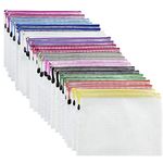 Plastic Wallets A5-24 Pcs Plastic Folders Document Wallets A5 Ziplock Bags Plastic Pockets with Zipper Bag for School, Office, Home