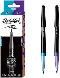 BIC BodyMark Temporary Tattoo Marker with Brush Tip, New School, Light Blue and Purple, Pack of 2 Markers