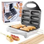 MasterChef Corn Dog Maker -Electric Nonstick Kitchen Baker, Perfect for Hot Dogs on a Stick, Cheese Mozzarella Sticks, Cake Pops, BBQ, Birthday Gift -Recipe Guide +50 skewers, Summer Gift