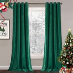 STYLOCASA Suede Velvet Plain Blackout Door Curtains for Living Room Bedroom Thermal Insulated Room Darkening Curtain - 10 Feet Long, Dark Green, Set of 2 Pieces