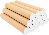 Juvale 12 Pack Mailing Tubes with Caps, 2x16 Inch Kraft Paper Round Cardboard Mailers for Shipping Posters, Art Prints, Maps, Blueprint (Brown)