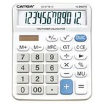 Premium Commercial 12-Digit Large Desktop Calculator with Huge 5-Inch LCD Display Screen, Giant Responsive Buttons, Battery and Solar Powered, Perfect for Home/Office Accounting Finance Use, CD-2776