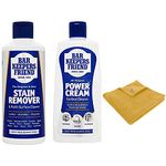 Bar Keepers Friend | Multi Purpose Cleaning Bundle | 1x 250g Stain Remover Surface Cleaner Powder, 1x 350ml All Purpose Power Cream Surface Cleanser, 1x Microfiber Cloth