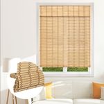 SEEYE Cordless Bamboo Blinds Shades, Light Filtering Bamboo Roller Shades Natural Roman Blind Shade, Bamboo Roll Up Blind for Windows, Easy to Install for Door, Patio, Bedroom, 22" W x 64" H,Natural