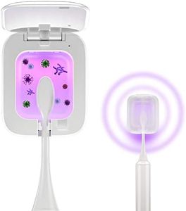 UV Toothbrush Sanitizer, Bathroom Toothbrush Holder Wall Mounted with Sterilizer Function, Timing Function, Toothbrush Sanitizer and Holder in Bathroom, Travel and Home (Single)