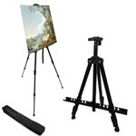 RRFTOK Artist Easel Stand, Metal Material Tripod Adjustable Easel for Painting Canvases Height from 17 to 66 Inch,Carry Bag for Table-Top/Floor Drawing and Didplaying