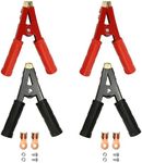 4PCS Heavy-Duty Jumper Cable Clamps - Pure Copper Alligator Clips Replacement - For Car Charger Battery Terminal, Auto Vehicle Boat, 12-24V Automotive Booster Charging Ends, 2-6 AWG Gauge (Red,Black)