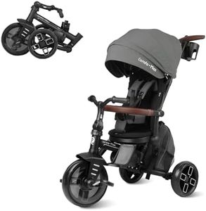 Toddler Bike Stroller for Baby 10 Months to 6 Years Old, 8-in-1 Foldable Stroller Bike for Toddlers 3-5 Boys & Girls Gifts Trike — Adjustable Handle, Triple Footrest, Canopy & Storage Bag (Grey)