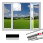 Samheito Window Film Privacy, One Way Mirror Film Self-Adhesive Reflective Window Film Anti Glare, Privacy Film for Glass Windows Bathroom Window Tint Film UV Blocking for Home Office, Silver