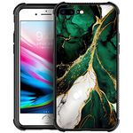 DJSOK Compatible with Case for iPhone 8 Plus Case, Luxury Green Gold Marble Pattern iPhone 7 Plus Cases for Men Women Fans,Anti Scratch and Shockproof Phone Protective case