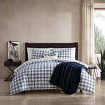 Eddie Bauer- Twin Duvet Cover Set, Cotton Bedding Set with Matching Sham(s), Casual Home Décor (Basic Plaid Navy, Twin)