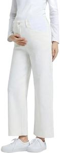 BLENCOT Women's Maternity Jeans High Waisted Wide Leg Stretchy Pregnancy Denim Pants Clothes White 2XL