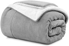 Aspire Homeware Sherpa Fleece Blanket - Reversible Throws for Beds Double Soft Fluffy Thick Travel Blanket Microfiber Sofa Throw - (Silver, (150 x 200 cm))