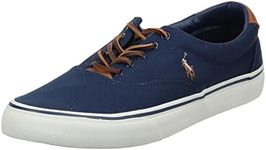 RALPH LAUREN Polo Men's Vaughn Sneaker,Grey/Red/Chambray,10 D US