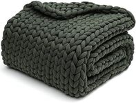 YnM Weighted Blanket, Handmade Chunky Knitted Design, Soft and Cozy, Temperature Regulating and Breathable, Machine Washable Throw for Sleep or Home Decor (Forest Green, 80x87 Inch, 25lbs)