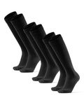 DANISH ENDURANCE Knee-High Bamboo Dress Socks, Over The Calf, Super Soft, Men & Women, 3 Pack, Black, 6-8