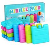 Anstore 8 Pack Ice Blocks Ice Packs Mini Freezer Blocks Freezer Cooler Bag Box, Great for Kids School Lunch Boxes, Camping, Picnic, Hiking - Size 7.0 x 7.5 x 1.5cm