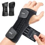 Rakiie 2 Pack Carpal Tunnel Wrist Braces, Adjustable Night Wrist Support with 3 Metal Splints, Hand Stabilizer for Men Women No Pressure on Thumb, Right and Left Hand (Gray, L)