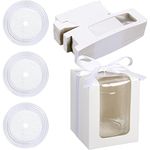 50 Set Glassware Display Box Favor Boxes with Clear Window 9 oz Stemless Wine Glass Gift Box Wine Glass Storage Box for Wedding Bridal Shower Baby Shower Birthday Parties Favors (White)