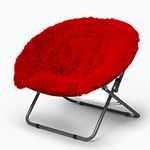 Urban Shop Oversized Mongolian Faux Fur Saucer Chair, Textile, Red