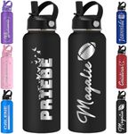Custom Water Bottle for kids Personalized with Name Bulk Customized Stainless Steel Insulated Bottles Straw Lid Engraved 12oz 18oz 24oz 32oz 40oz Women Men Adults School Cycling Gym Sports-1 PCS Black