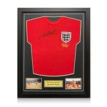 Exclusive Memorabilia Sir Geoff Hurst Signed England 1966 World Cup Football Shirt. Standard Frame