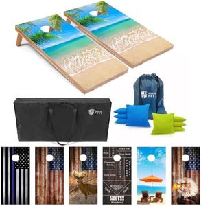 Tailgating Pros American Themed Cornhole Board Set - Official Regulation Size 4'x2' Corn Hole Toss Game w/Set of 8 Bean Bags and Carrying Case - Outdoor Tailgate Yard Game