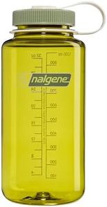 Nalgene 32 oz Wide Mouth Water Bottle | BPA-Free, Durable & Leak Proof, Lightweight for Hiking, Work & Gym – Thrill & Motion, Oil Green w/Freesia