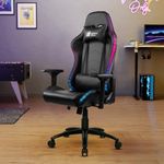 Green Soul Thunder RGB Lights Gaming Chair, Ergonomic Multi-Functional Racing Style with PU Leather Fabric, Adjustable Neck& Lumbar Pillow, 4D Adjustable Armrests & 180° Degree Recline