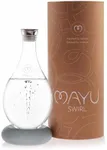 MAYU Swirl Structured Water Carafe - Innovative Vortex Technology Handblown Pitcher. Post Reverse Osmosis Filter Aerating Water Dispenser Stand 1.5 Liter| 51 Oz Dining Glass Jug Design (Dolomite Base)