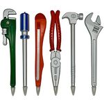 Maydahui 6PCS Tool Ballpoint Pens Black Ink Hardware Shape Pen Pipe Wrench Pincer Pliers Art Knife Spanner Hammer Screwdriver Design for Boys Worker Craftsman