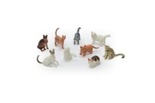 PETERKIN CLASSICS | Cat World 9-Piece Set | 5-7cm Toy Cat Figures| Siamese, Egyptian Mau, Exotic Shorthair, Scottish Fold, Cornish Red, Turkish Angora, Oriental Shorthair, Burmese and Calico| Ages 3+