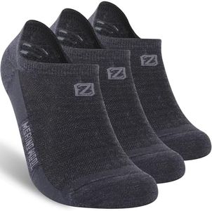 ZEAL WOOD Merino Wool No Show Running Socks Womens Mens Hiking Socks Women Moisture Wicking Summer Low Cut Wool Socks Ankle Athletic Tennis Golf Socks Fast Dry Cycling Socks for Men Women,3 Pairs L