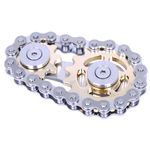 DMaos Fidget Chain Spinner, Linkage Bicycle Chain Design 2 Gears Figity Spin Finger Games, Metal Stainless Steel Durable Mechanics with Smooth Bearing, Figit Toy for Adults Kids - Gold