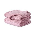 sourcing map Flannel Fleece Bed Blankets, Soft Warm Microfiber Blanket, Mesh Fuzzy Plush 330GSM Lightweight Decorative Solid Blankets for Bed Pink 75 x 100cm