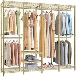 VIPEK V40 Wire Garment Rack Heavy Duty Clothes Rack for Hanging Clothes, Multi-Functional Metal Clothing Rack Bedroom Freestanding Wardrobe Closet Rack, 76"L x 15.7"W x 75.6"H, Max Load 800lbs, Gold