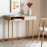 Safavieh Home Office Leni Modern Natural and Grey and Brass 1-drawer Desk