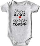 Azzwnee Blessed By God Spoiled By Grandma Baby Boy Clothes Unisex Funny Baby Bodysuits 0-3 months (gray,6-9M)