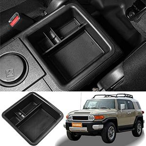 TACORBO Center Console Organizer Compatible with FJ Cruiser 2007-2021 Accessories,Armrest Secondary Storage Box ABS Insert Glove Box Tray, Black Trim