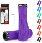 Bike Handlebar Grips, Ergonomic Bike Grips, Aluminum Lock-on Mountain Bicycle Grips, Shock Absorbing Dual-Density Silicone, 3D Non-Slip Pattern, Bicycle Comfort Handle Bar for BMX/Scooter (Purple)
