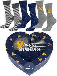 soxo Nonno Calzini Uomo Cotone Idee Regalo Hombre Compleanno Calze Per Festa Regali 40-45 Grandpa Heart 3 Paia