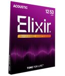 Elixir 16052 Strings Phosphor Bronze Acoustic Guitar Strings w NANOWEB Coating, Light (.012-.053)