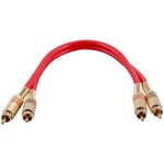 Seismic Audio Speakers Premium 1 Foot Dual RCA Male To Dual RCA Male Audio Patch Cable, Red Color Cable, 2RCA to 2RCA Audio Cord