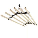 Clothes Airer Ceiling Pulley Maid Traditional Mounted Clothing Dryer 6 Lath Laundry Drying Rack Rail 2.4m Black Quick & Easy Assembly Ethically Sourced Varnished Pine Wood & Powder-Coated Cast Iron