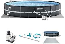 INTEX 26329EH Ultra XTR 18ft x 52in Above Ground Swimming Pool Set with Sand Filter Pump and Cleaning Maintenance Kit