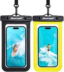 Hiearcool Waterproof Phone Pouch,Waterproof Cell Phone Dry Bag for iPhone,Universal Waterproof Case Beach Essentials for Vacation Kayak Cruise Accessories Must Haves-Black&Yellow-2Pack