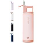 GROSCHE Alpine Flip n' Sip 20oz Insulated Water Bottle - Stainless Steel, Leakproof Flask with Straw - Perfect for Gym, Travel & Outdoor Use - Keeps Water Cold Upto 60 hrs - Rose Pink